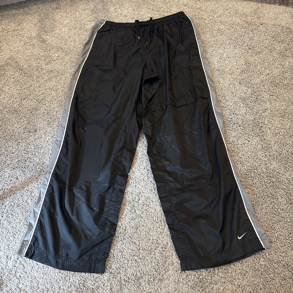 Vintage Nike Track Pants Mens XXL Black Windbreaker Baggy Wide Leg Cargo Y2K